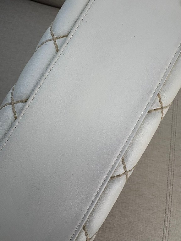 CHANEL White Calfskin Wild Stitch Bowler Medium GHW - Image 12