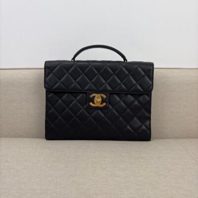 CHANEL Black Caviar Business Affinity Briefcase Large GHW