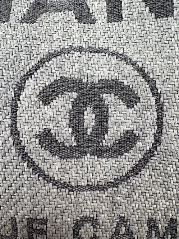 CHANEL Grey Raffia Deauville Shopping Bag Medium SHW - Image 10
