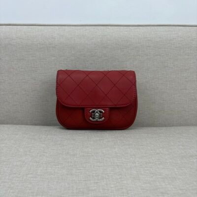 CHANEL Red Calfskin Flap Bag Mini SHW