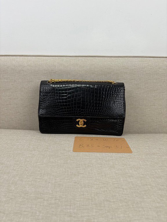 CHANEL Black Crocodile Classic Flap Medium GHW - Image 14