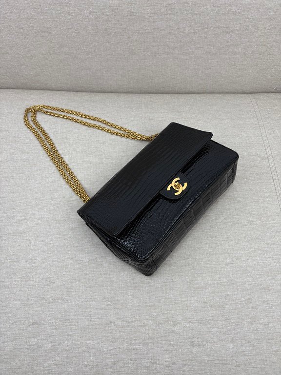 CHANEL Black Crocodile Classic Flap Medium GHW - Image 4