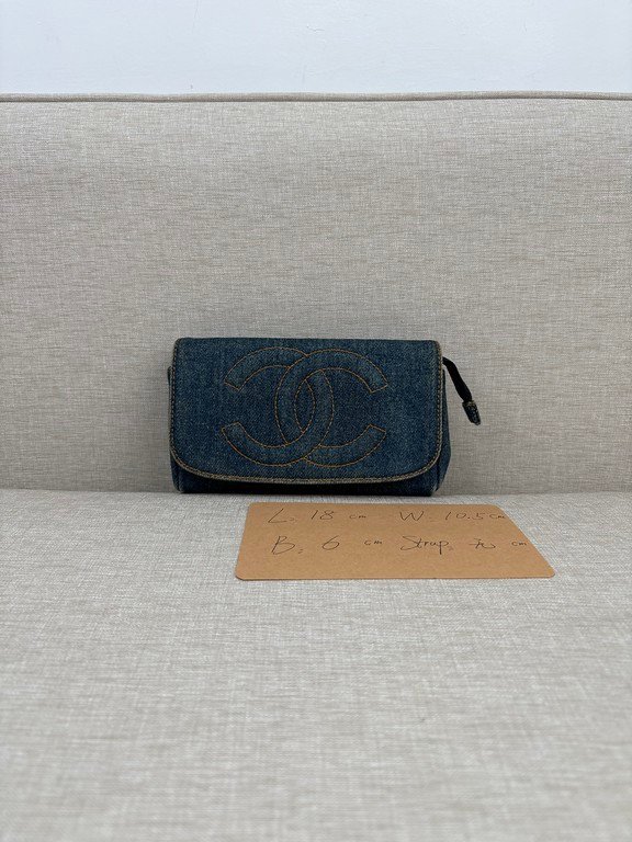 CHANEL Blue Denim CC Flap Wallet Small SHW - Image 14