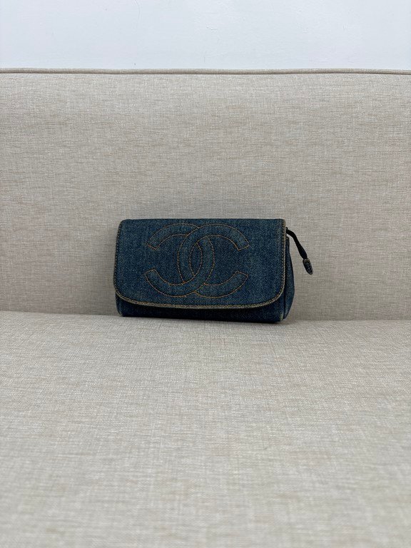 CHANEL Blue Denim CC Flap Wallet Small SHW - Image 15