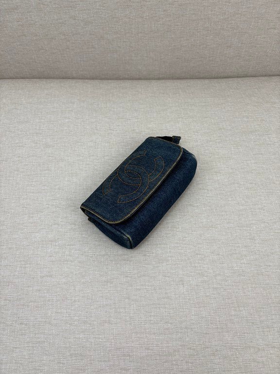 CHANEL Blue Denim CC Flap Wallet Small SHW - Image 5