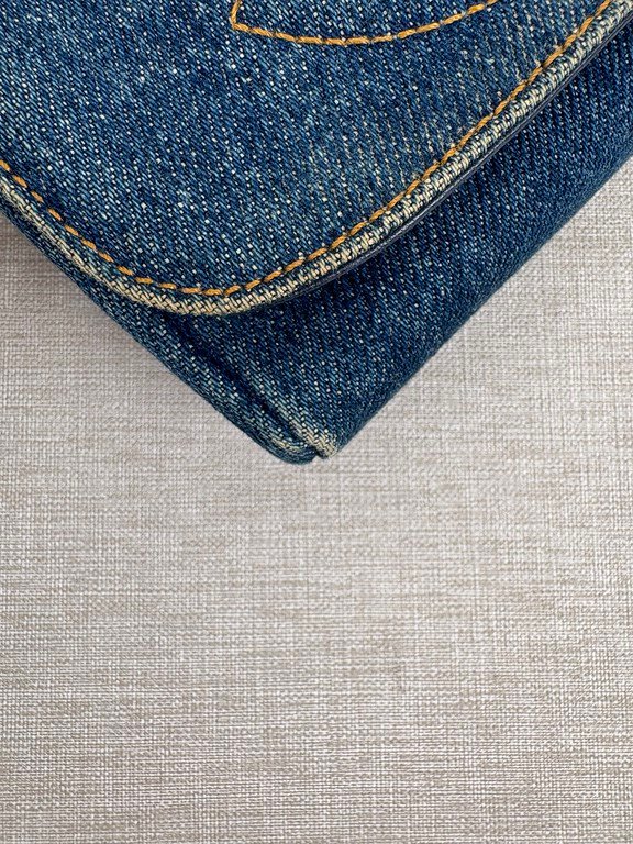 CHANEL Blue Denim CC Flap Wallet Small SHW - Image 6