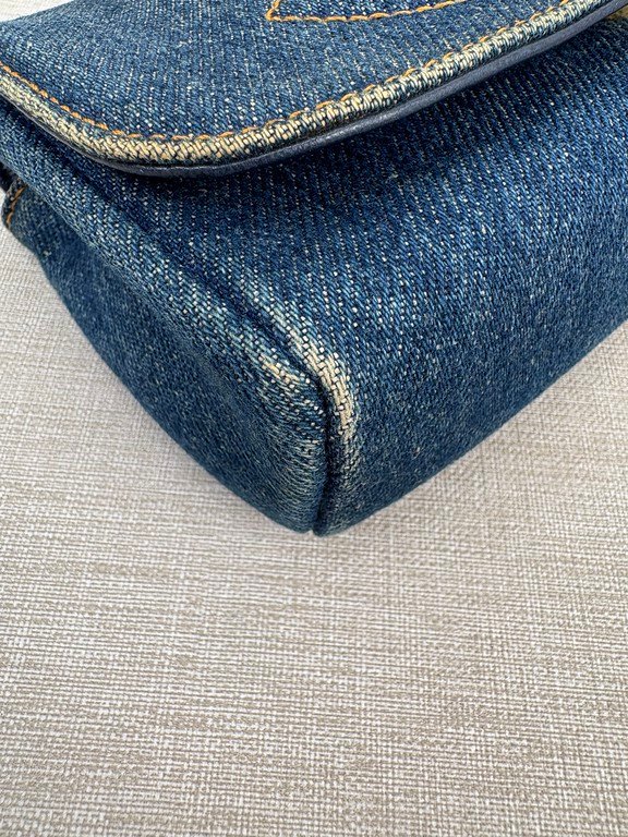 CHANEL Blue Denim CC Flap Wallet Small SHW - Image 7