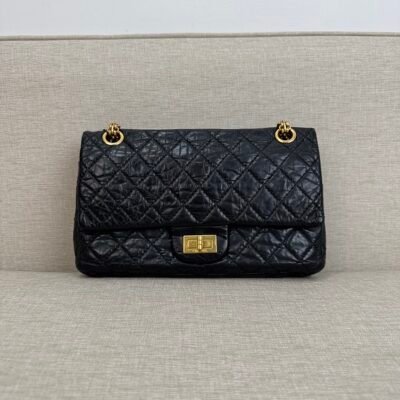 CHANEL Black Aged Calfskin 2.55 Reissue Flap 225 GHW