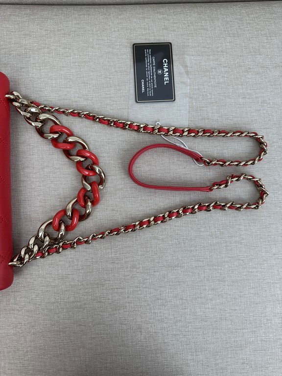 CHANEL Red Lambskin Classic Flap Small GHW - Image 4