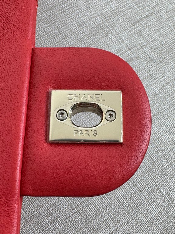 CHANEL Red Lambskin Classic Flap Small GHW - Image 9