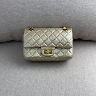 CHANEL Light Gold Aged Calfskin 2.55 Reissue Flap Mini GHW