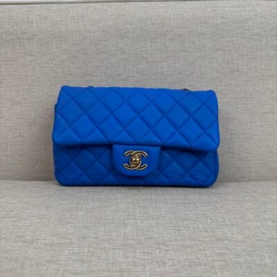 CHANEL Blue Lambskin Classic Flap Mini GHW