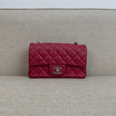 CHANEL Raspberry Pink Lambskin Classic Flap Mini LGHW
