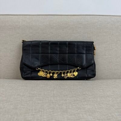 CHANEL Black Lambskin Chocolate Bar Lucky Charms Flap Medium GHW
