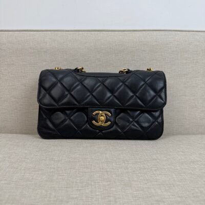 CHANEL Black Lambskin Classic Flap Small GHW