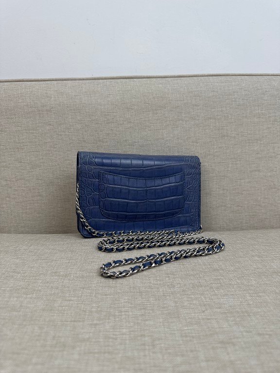 CHANEL Blue Alligator Wallet on Chain WOC SHW - Image 5