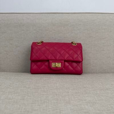 CHANEL Fuchsia Pink Lambskin 2.55 Reissue Mini 224 GHW