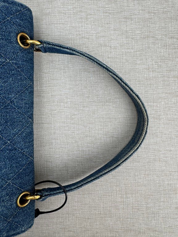 CHANEL Blue Denim Kelly Top Handle Medium GHW - Image 4