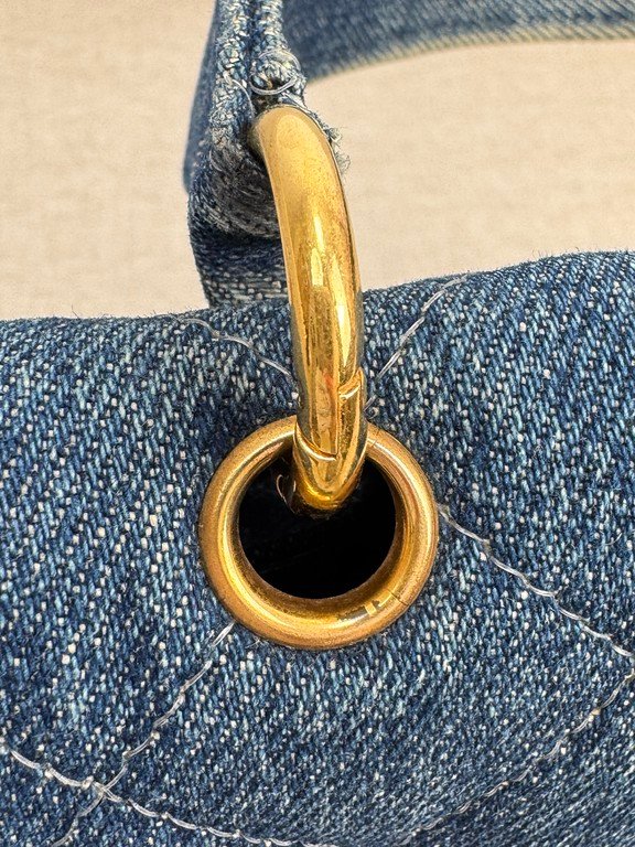 CHANEL Blue Denim Kelly Top Handle Medium GHW - Image 8