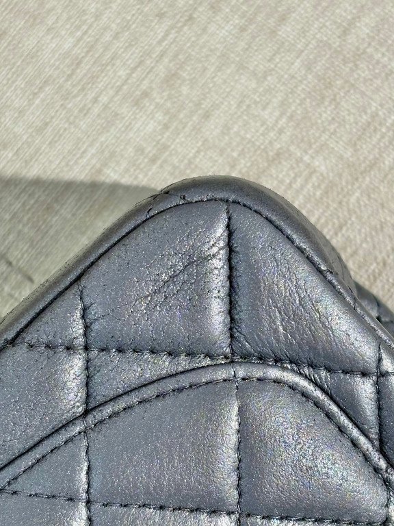 CHANEL Silver Grey Lambskin Classic Flap Mini Square SHW - Image 10