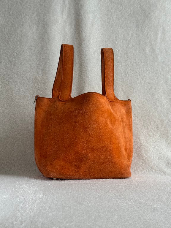 HERMES Orange Suede Picotin Lock PM SHW - Image 2