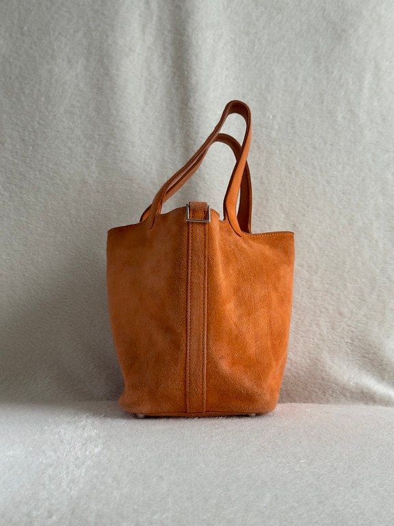 HERMES Orange Suede Picotin Lock PM SHW - Image 3