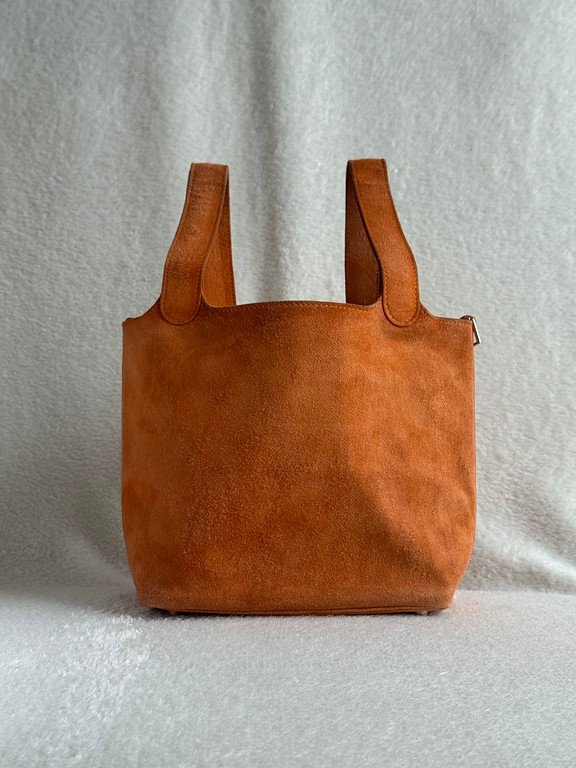 HERMES Orange Suede Picotin Lock PM SHW - Image 14