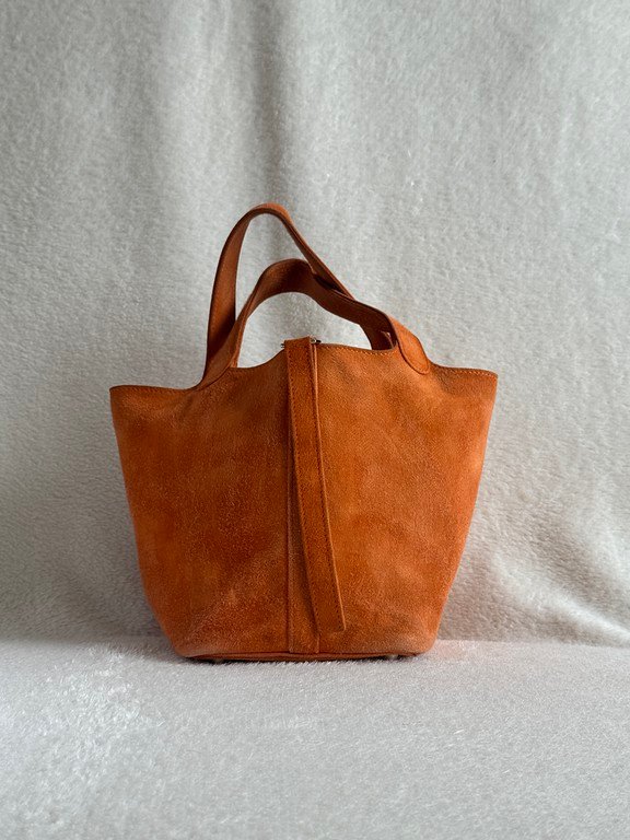 HERMES Orange Suede Picotin Lock PM SHW - Image 15