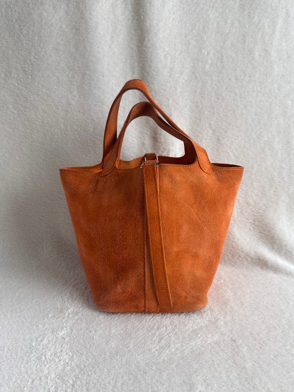 HERMES Orange Suede Picotin Lock PM SHW - Image 16