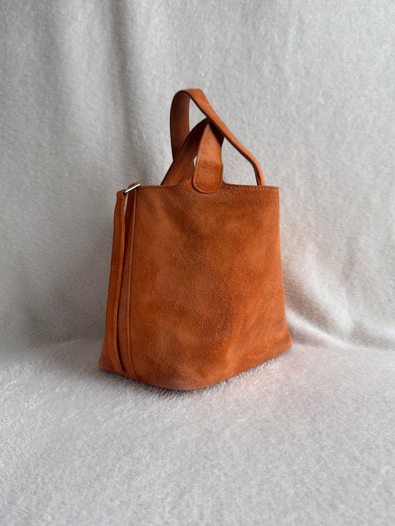 HERMES Orange Suede Picotin Lock PM SHW - Image 17