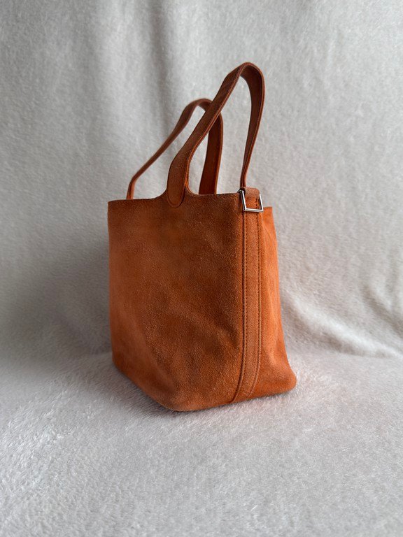 HERMES Orange Suede Picotin Lock PM SHW - Image 18