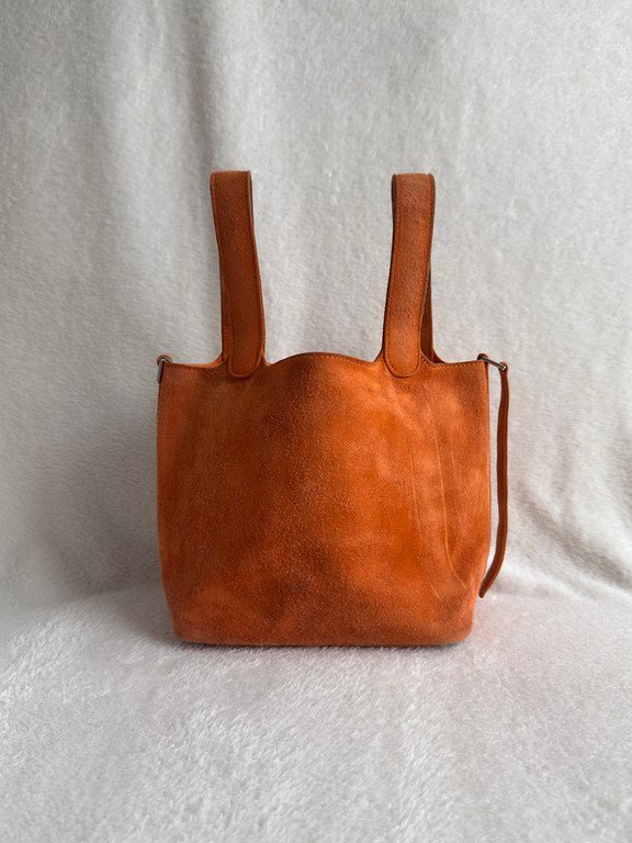 HERMES Orange Suede Picotin Lock PM SHW - Image 19