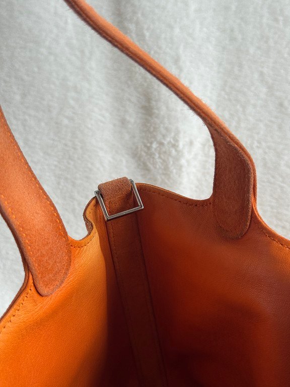 HERMES Orange Suede Picotin Lock PM SHW - Image 10
