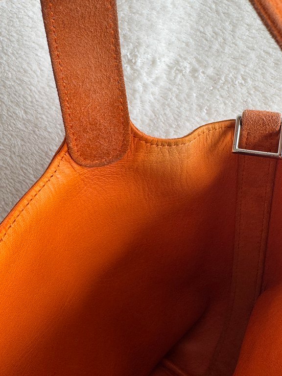 HERMES Orange Suede Picotin Lock PM SHW - Image 21
