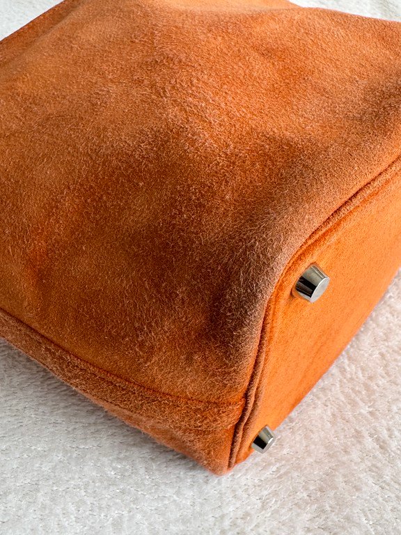 HERMES Orange Suede Picotin Lock PM SHW - Image 12