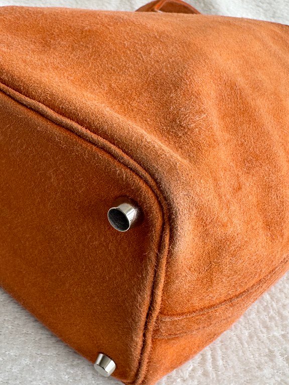 HERMES Orange Suede Picotin Lock PM SHW - Image 13