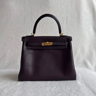 HERMES Rouge Swift Leather Kelly 25 GHW