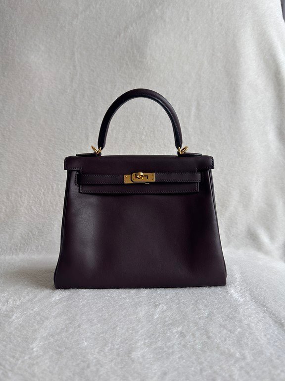 HERMES Rouge Swift Leather Kelly 25 GHW