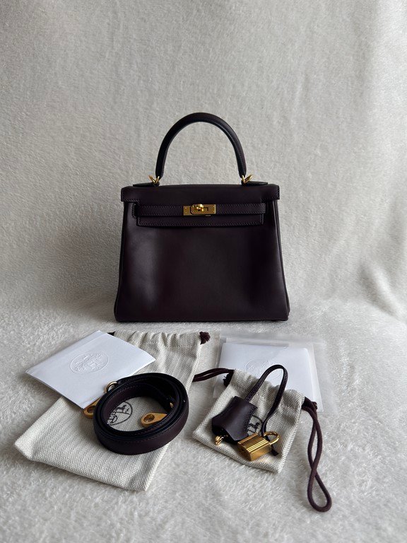 HERMES Rouge Swift Leather Kelly 25 GHW - Image 3