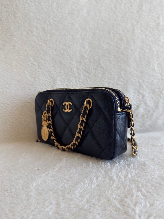 CHANEL Navy Blue Caviar Bowling Bag Small GHW - Image 15