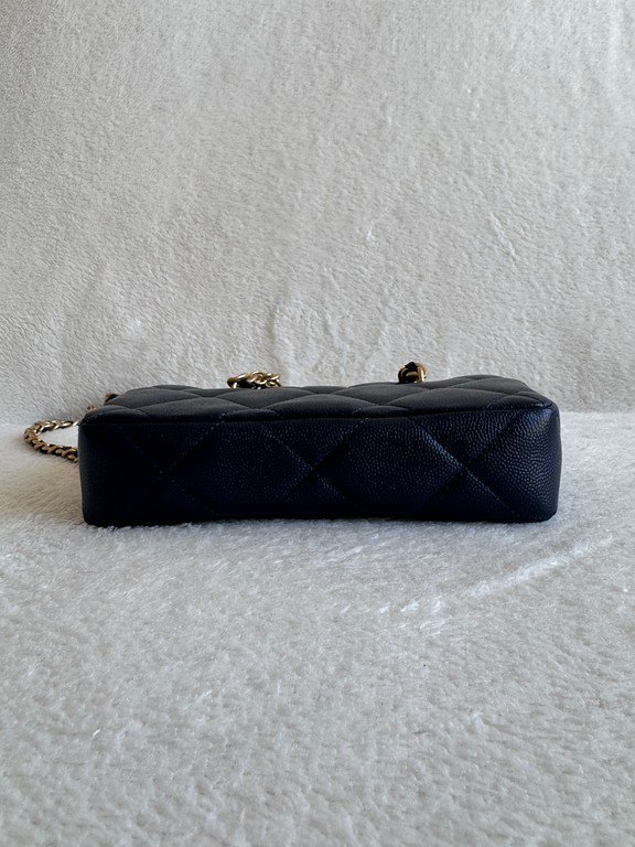 CHANEL Navy Blue Caviar Bowling Bag Small GHW - Image 7