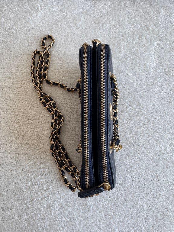 CHANEL Navy Blue Caviar Bowling Bag Small GHW - Image 10