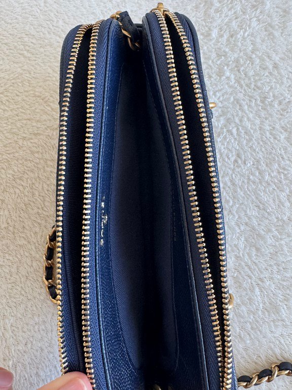 CHANEL Navy Blue Caviar Bowling Bag Small GHW - Image 24