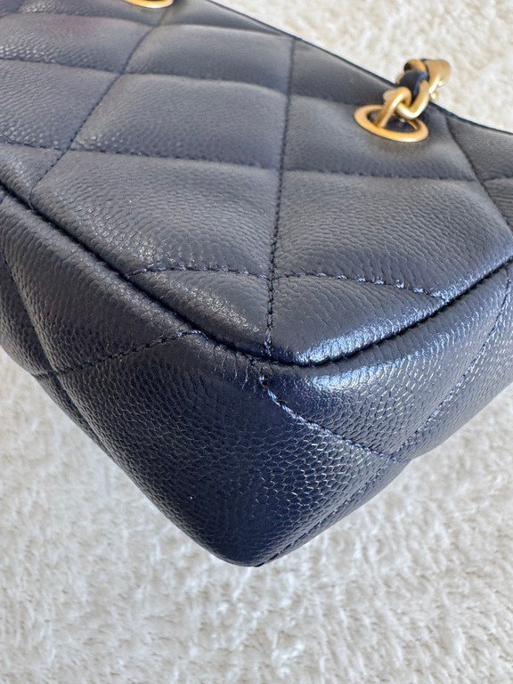 CHANEL Navy Blue Caviar Bowling Bag Small GHW - Image 13