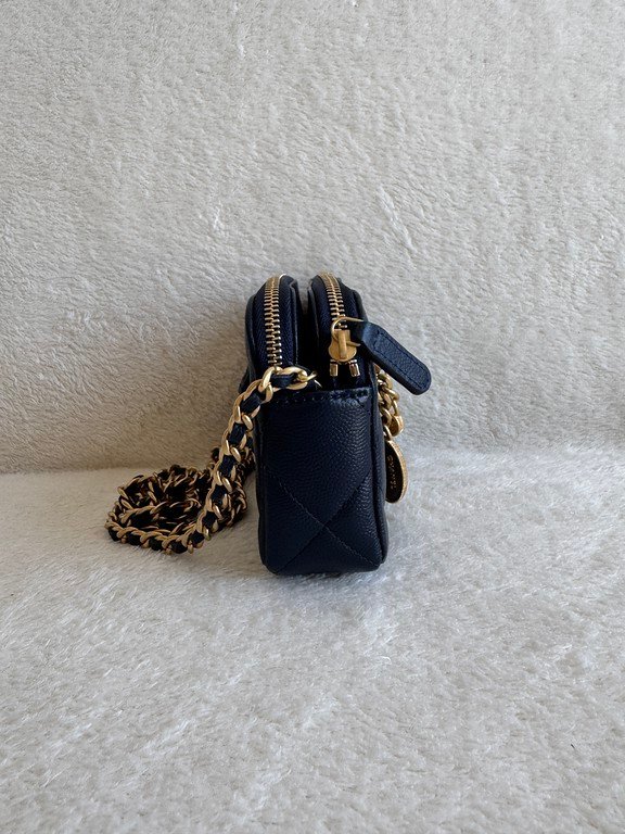 CHANEL Navy Blue Caviar Bowling Bag Small GHW - Image 26