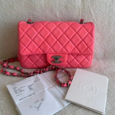 CHANEL Pink Lambskin Classic Flap Mini SHW