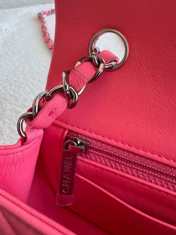 CHANEL Pink Lambskin Classic Flap Mini SHW - Image 13