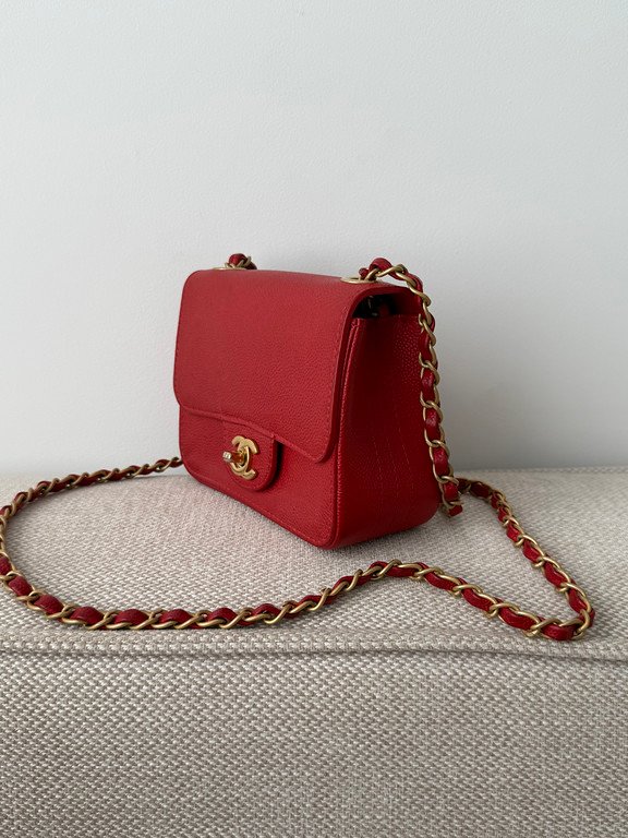 CHANEL Red Caviar Classic Flap Mini GHW - Image 15