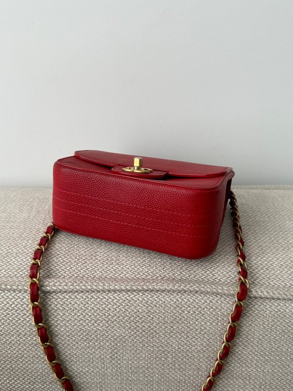 CHANEL Red Caviar Classic Flap Mini GHW - Image 16