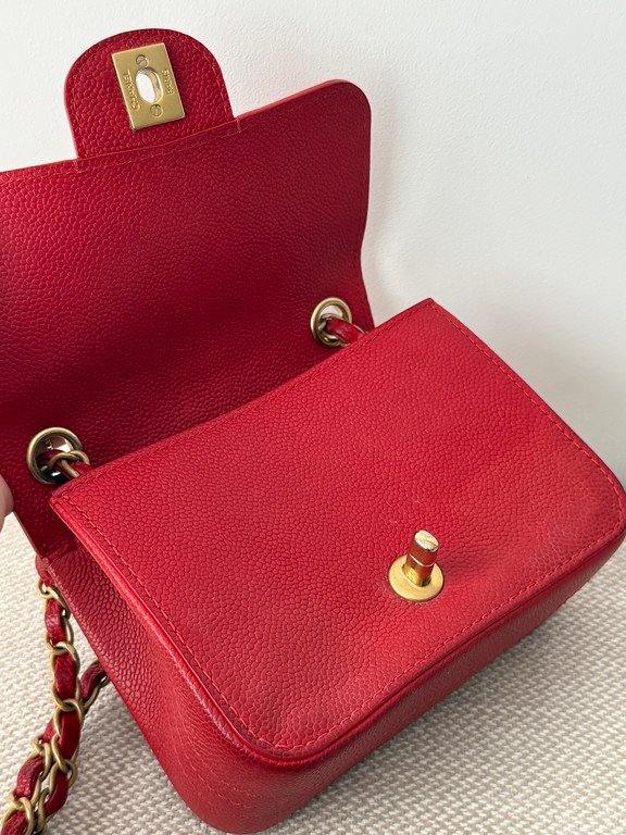 CHANEL Red Caviar Classic Flap Mini GHW - Image 11